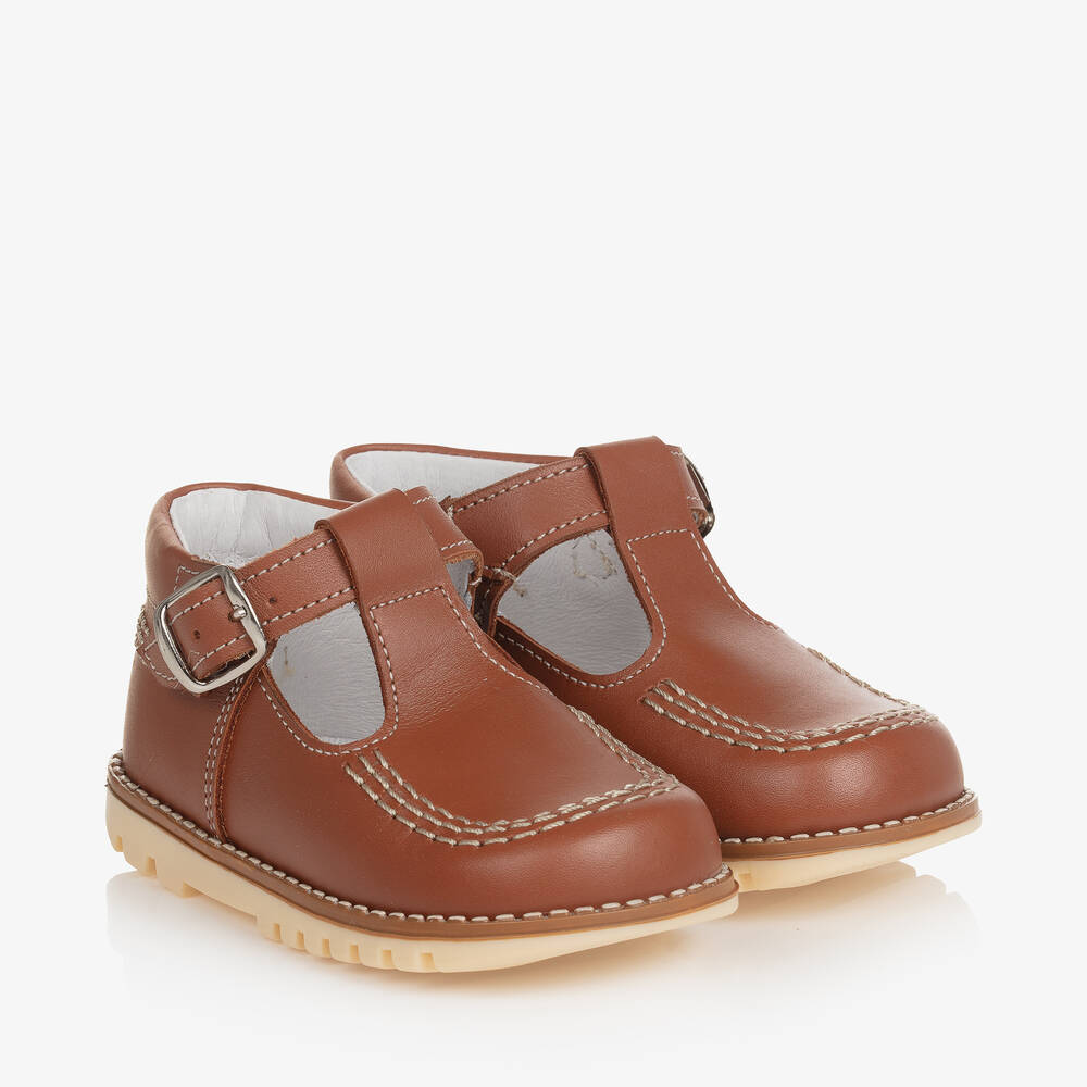 Children's Classics - Brown Leather T-Bar Shoes | Childrensalon