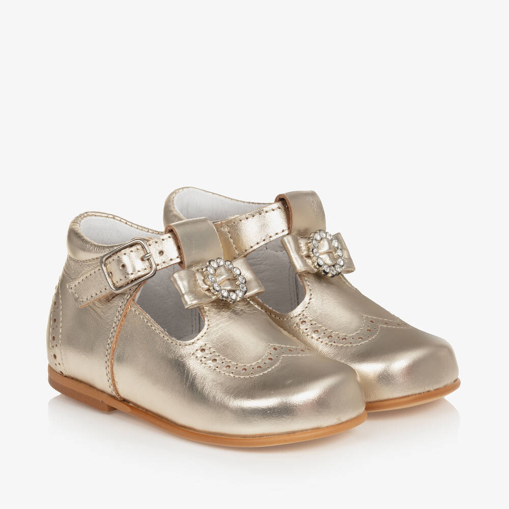 Children's Classics - Girls Gold Leather Shoes | Childrensalon