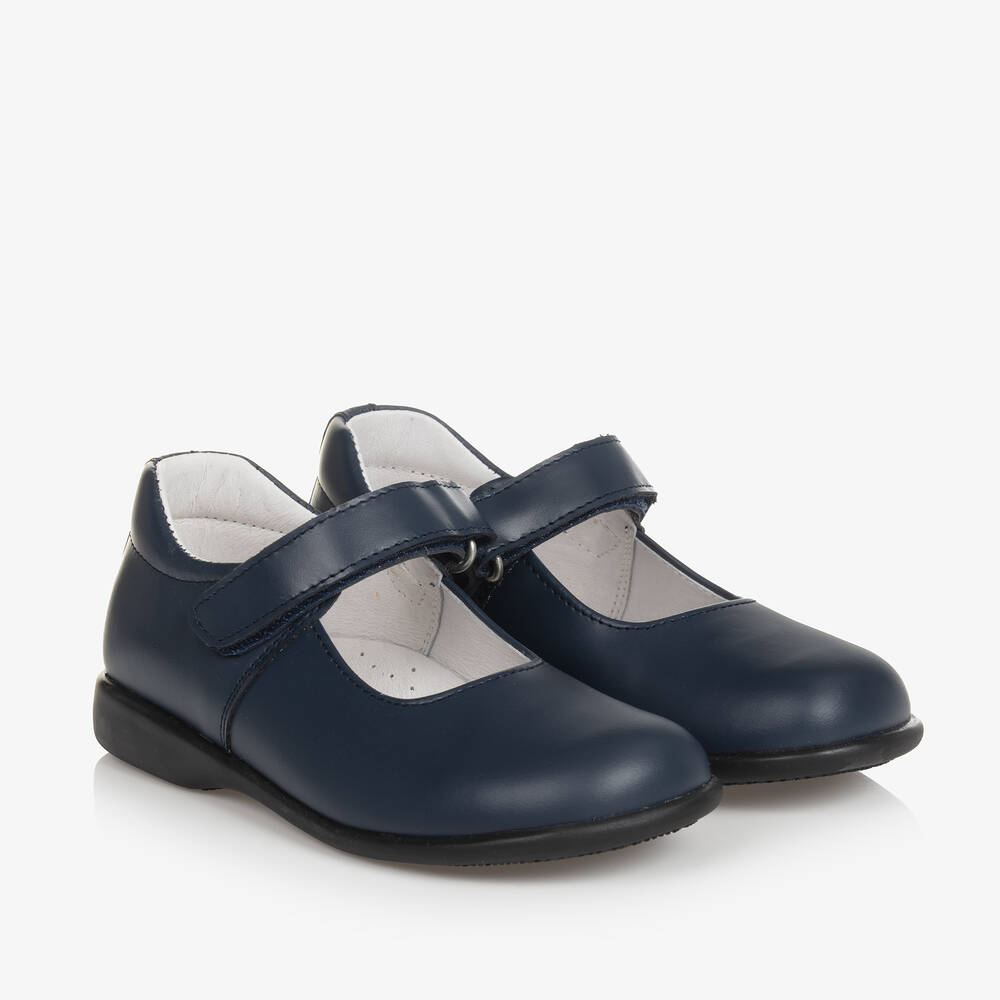 Children's Classics - Girls Navy Blue Leather Shoes | Childrensalon