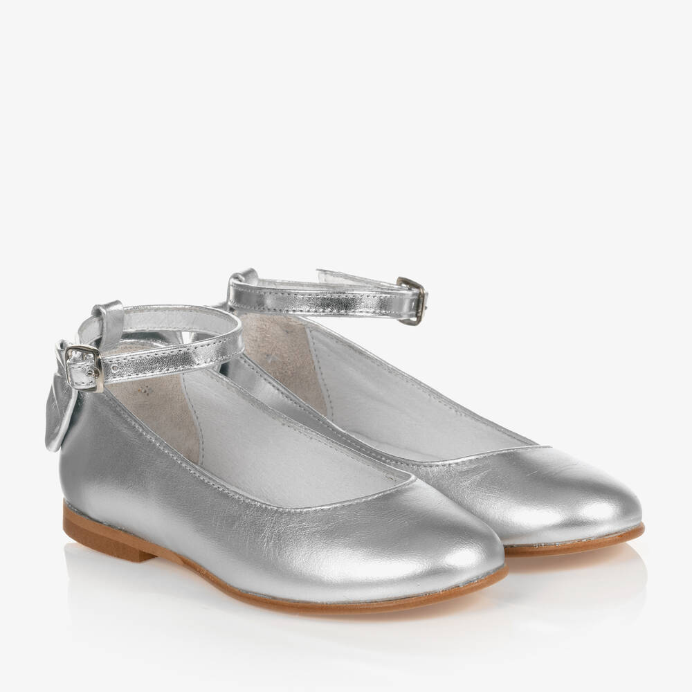 Children's Classics - Girls Silver Leather Shoes | Childrensalon