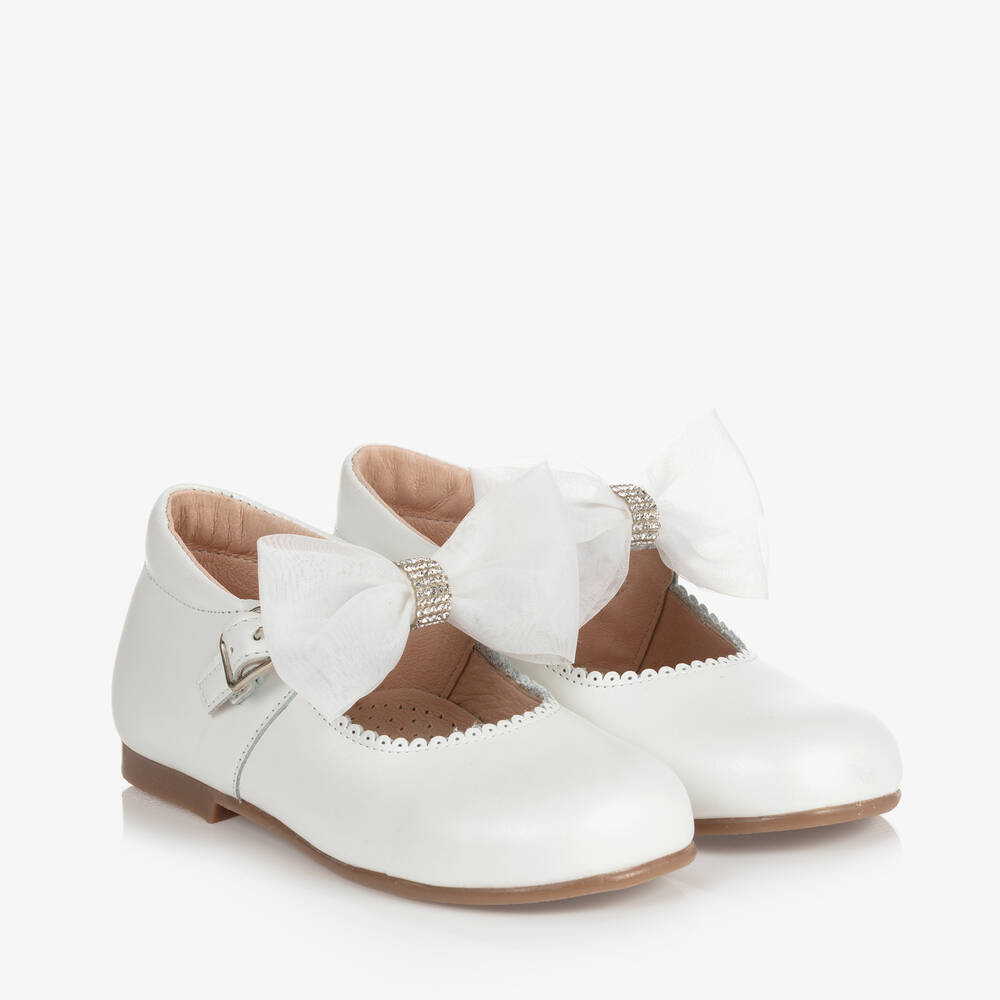 Children's Classics - Girls White Leather Shoes | Childrensalon