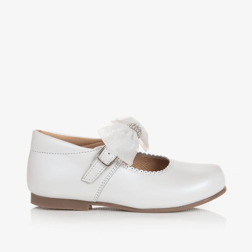 Children's Classics - Girls White Leather Shoes | Childrensalon