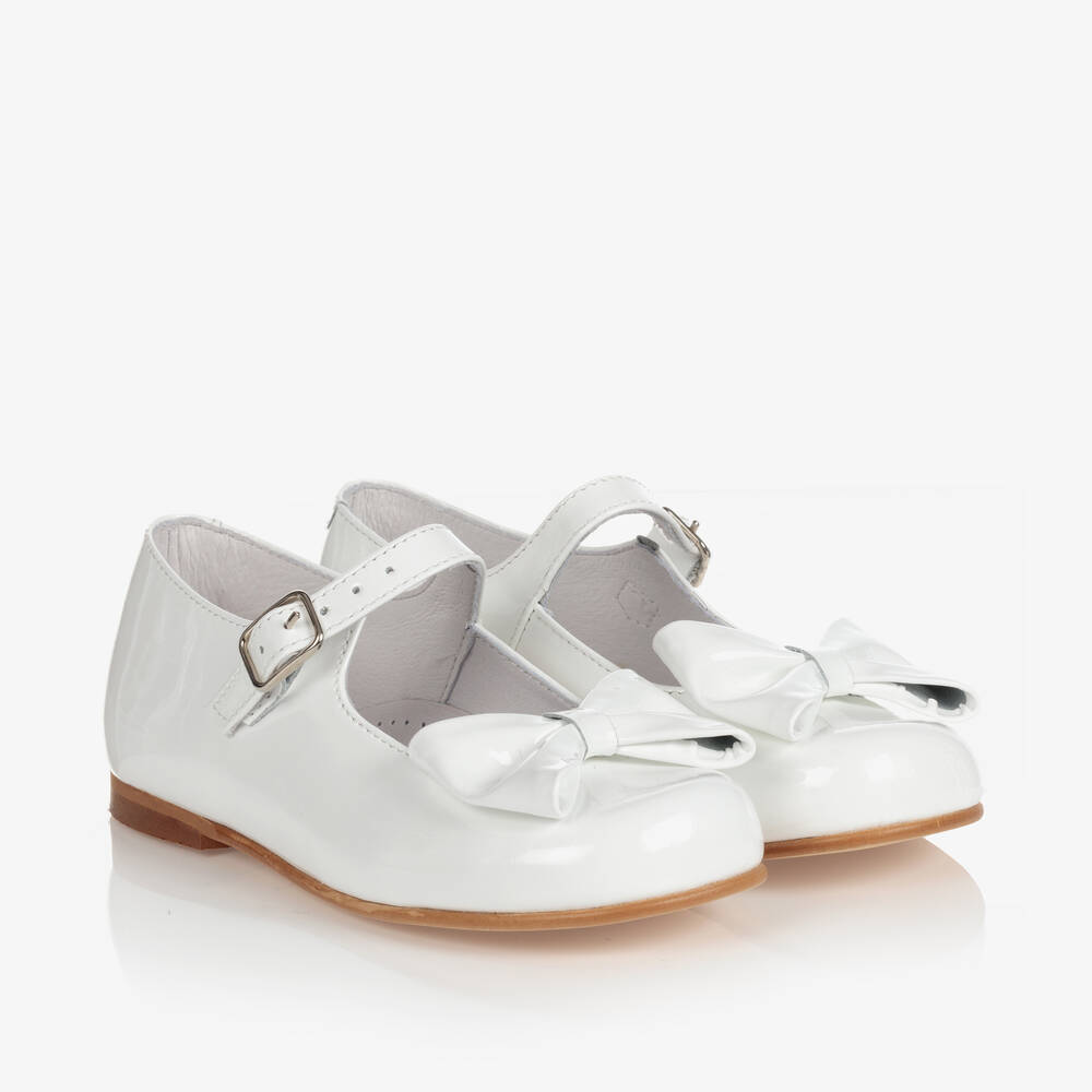 Children's Classics - Girls White Patent Bow Shoes | Childrensalon