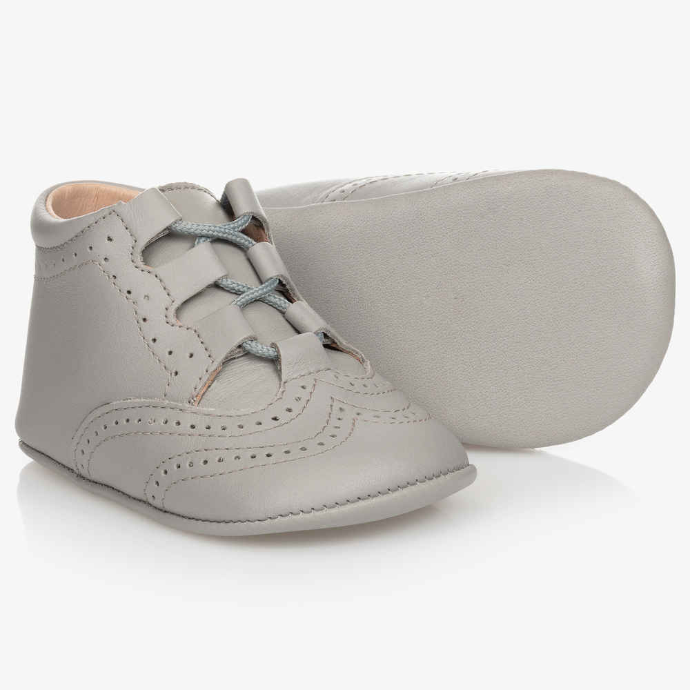 Children's Classics - Grey Leather Pre-walker Shoes | Childrensalon