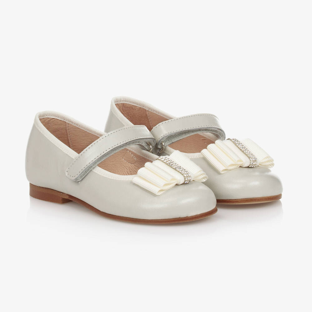 Children's Classics - Ivory Pearl Leather Shoes | Childrensalon