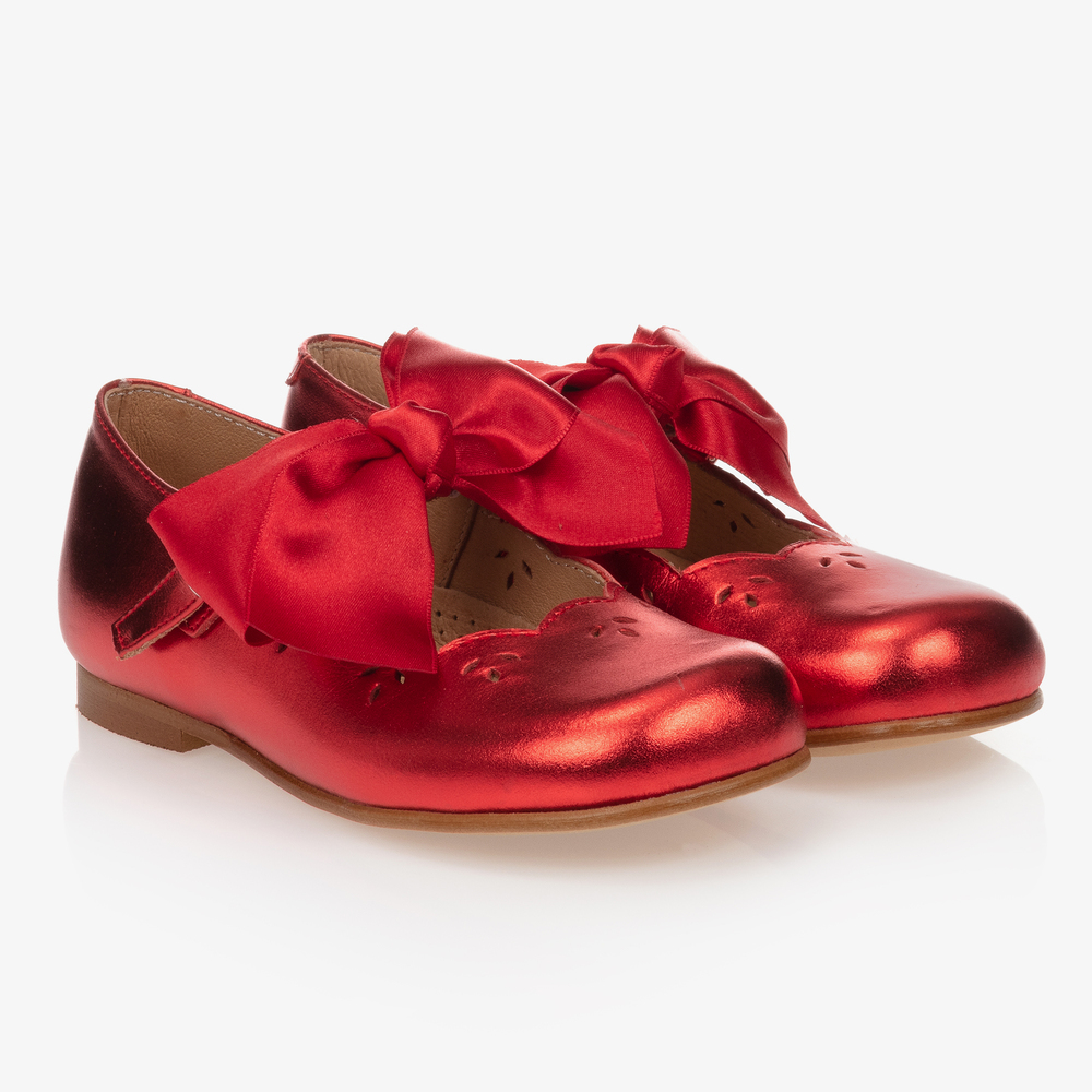 Children's Classics - Chaussures métallisées rouges en cuir | Childrensalon