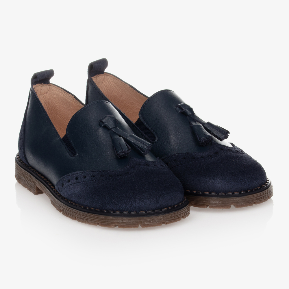 Children's Classics - Navy Blue Leather Loafers | Childrensalon