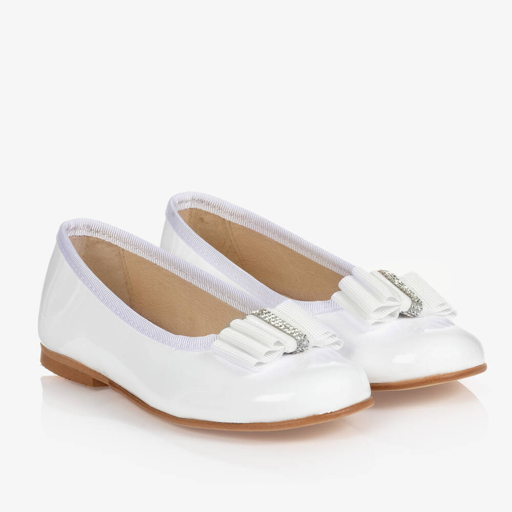Children's Classics - White Leather Ballerina Shoes | Childrensalon