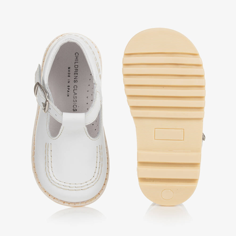 Children's Classics - White Leather T-Bar Shoes | Childrensalon