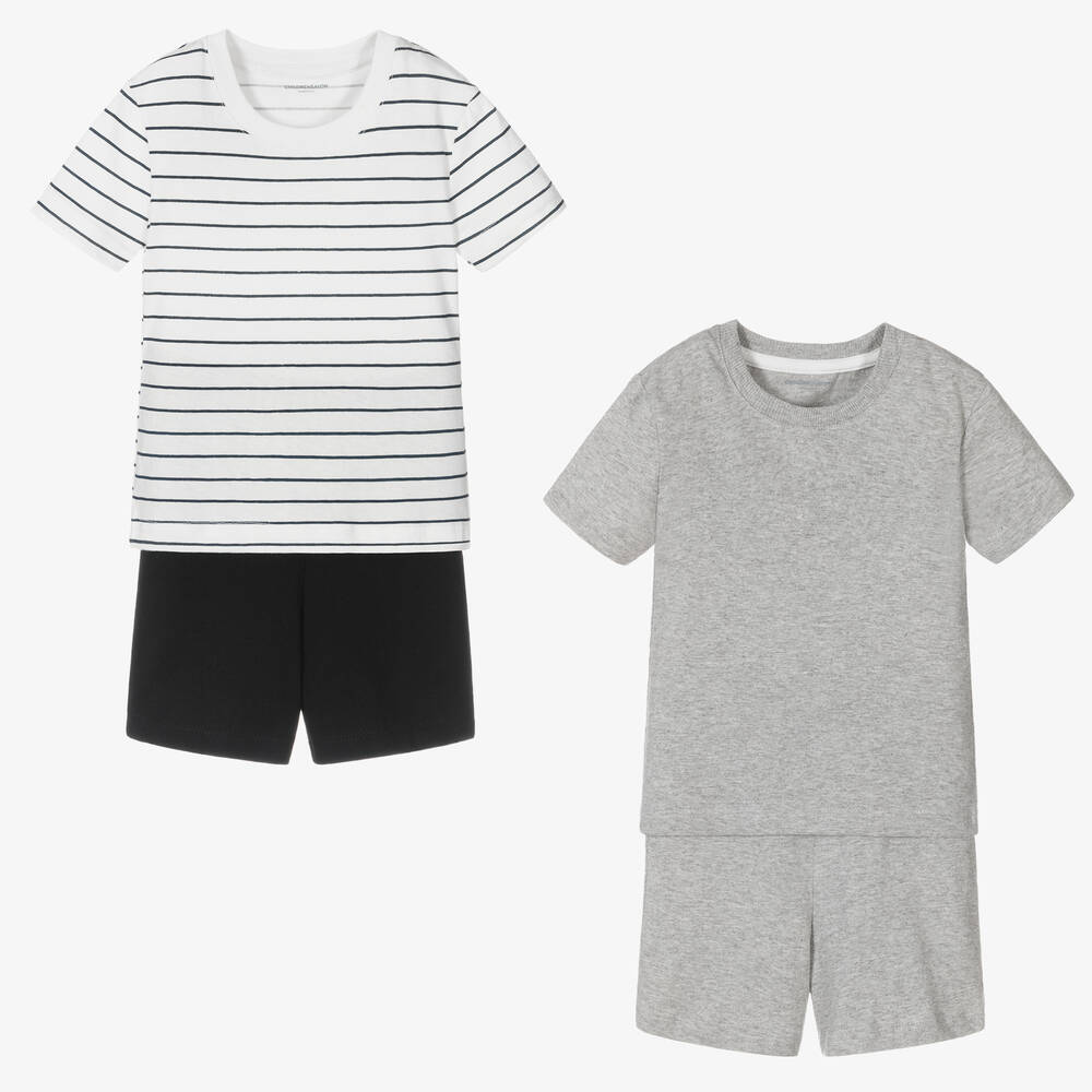 Childrensalon Essentials - Boys Blue & Grey Organic Pyjamas (2 Pack) | Childrensalon