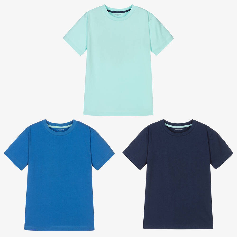 Childrensalon Essentials - Boys Blue Organic Cotton T-Shirts (3 Pack) | Childrensalon