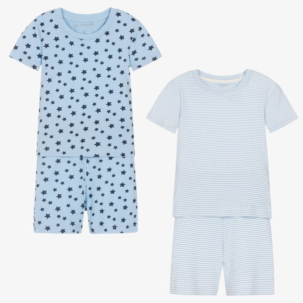 Childrensalon Essentials - Boys Blue Organic Short Pyjamas (2 Pack) | Childrensalon