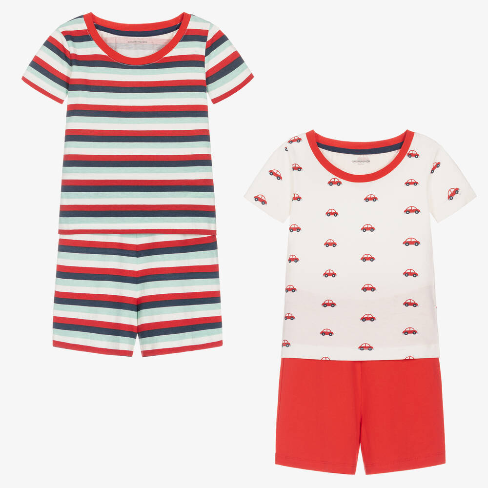 Childrensalon Essentials - Boys Red Organic Short Pyjamas (2 Pack) | Childrensalon