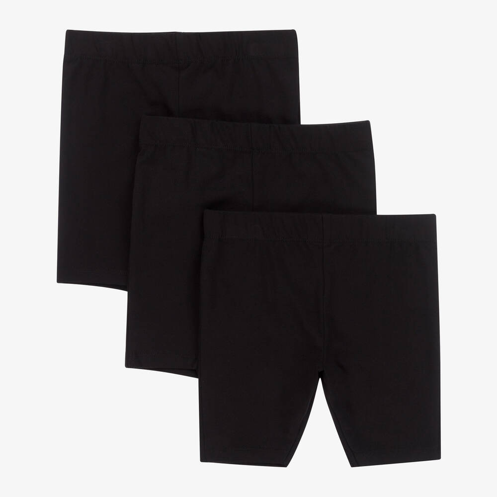 Childrensalon Essentials - Girls Black Organic Cycling Shorts (3 Pack) | Childrensalon