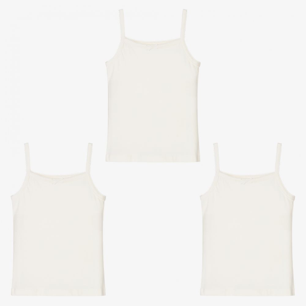 Childrensalon Essentials - Girls White Vests (3 Pack) | Childrensalon