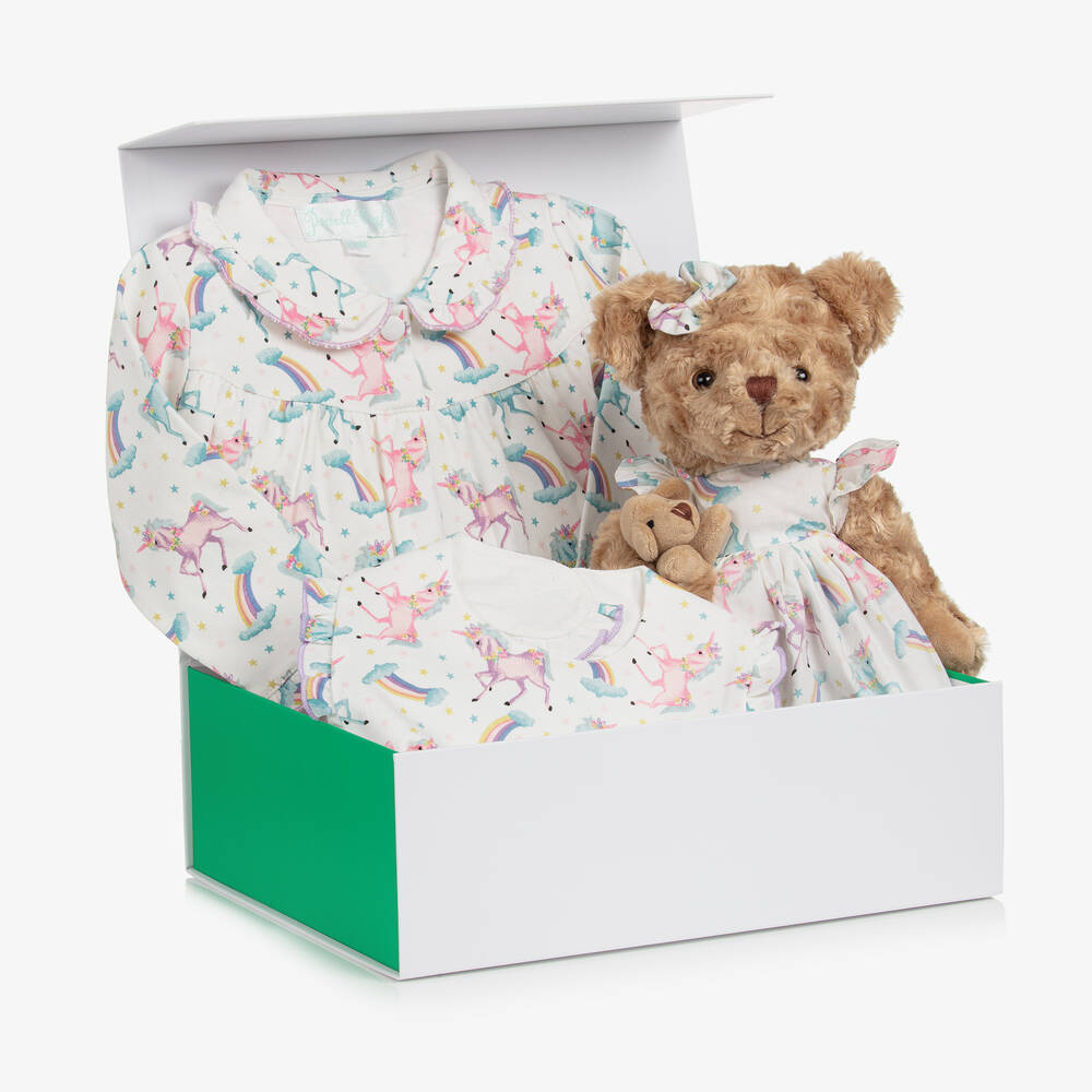 Childrensalon Hampers - Baby Girls White & Pink Teddy Bear Hamper | Childrensalon