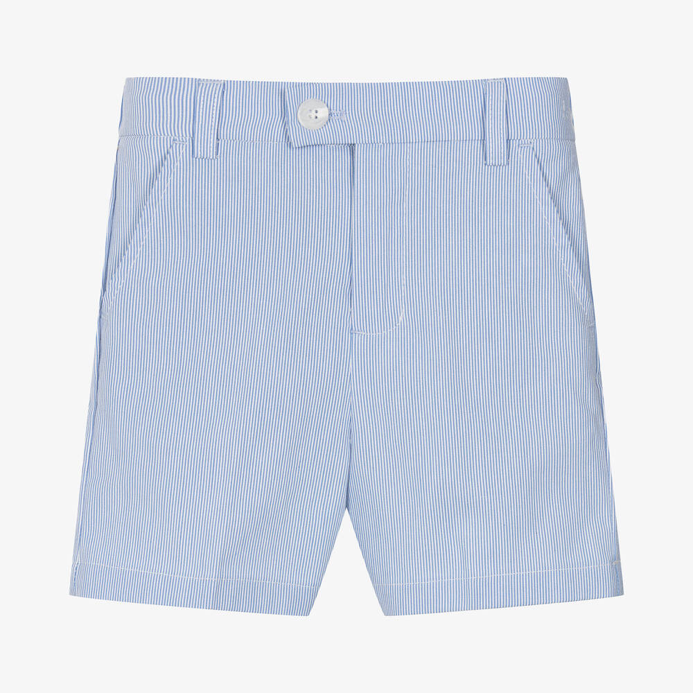 Childrensalon Occasions - Boys Blue & White Striped Cotton Shorts | Childrensalon