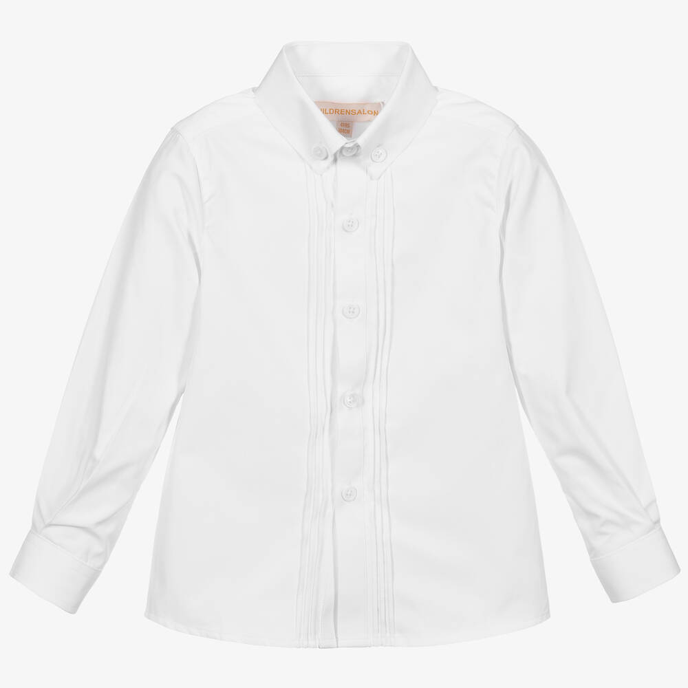 Childrensalon Occasions - Boys White Formal Cotton Shirt | Childrensalon