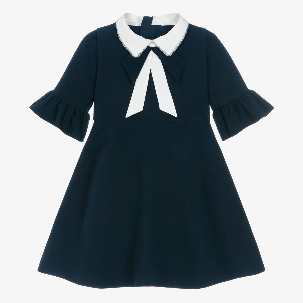 Childrensalon Occasions Kids' Girls Navy Blue & White Dress