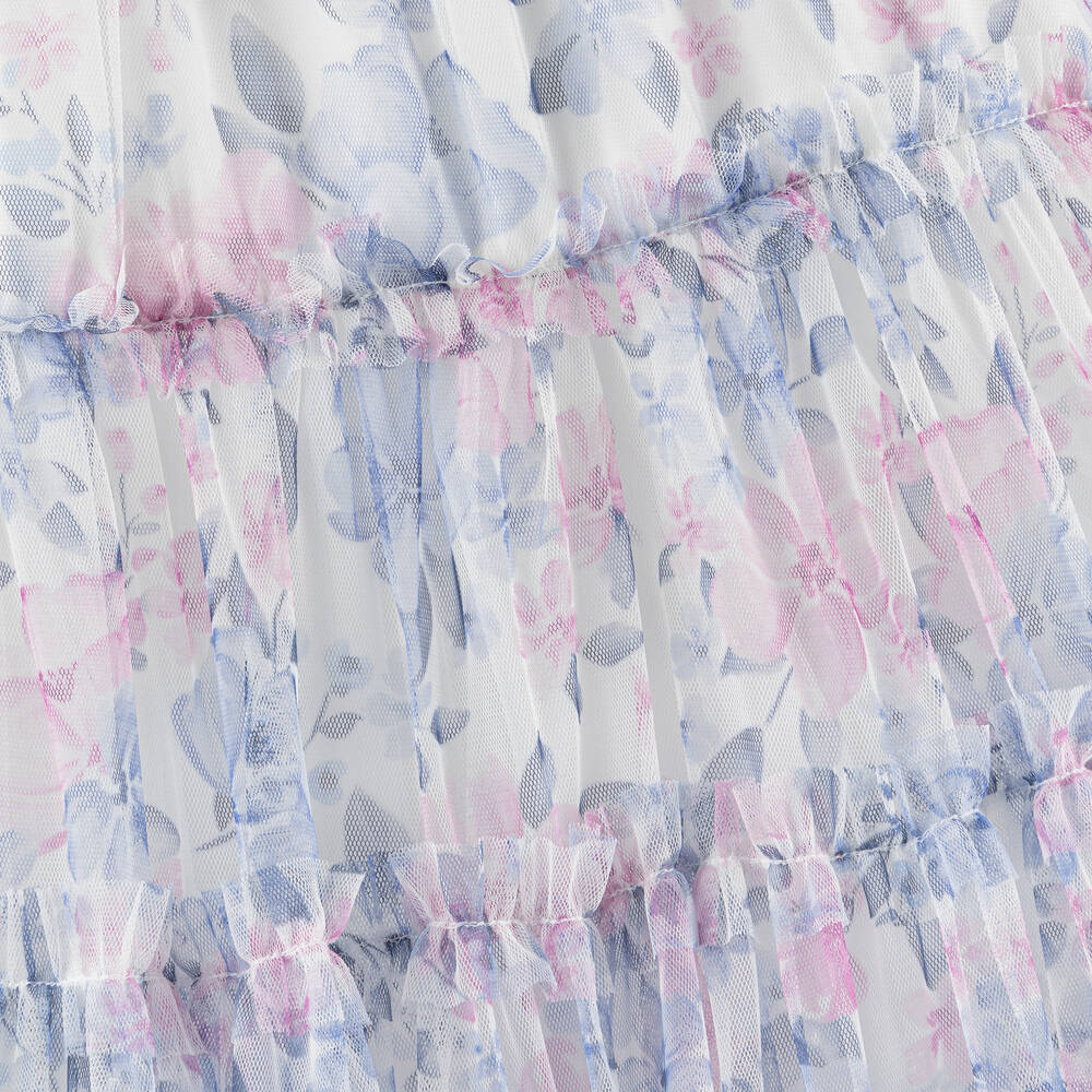 Childrensalon Occasions - Girls Pink & Blue Floral Tulle Dress ...