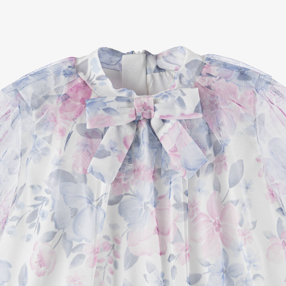 Childrensalon Occasions - Girls Pink & Blue Floral Tulle Dress ...