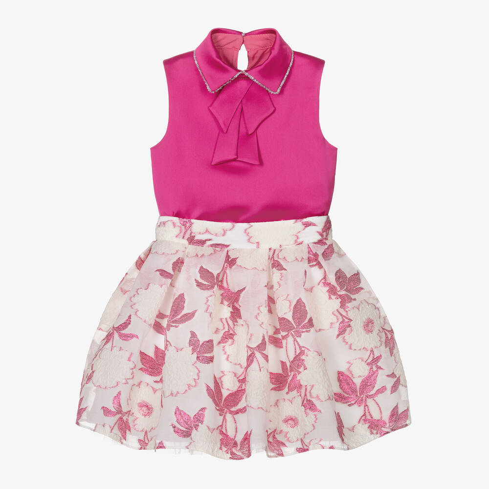 Childrensalon Occasions Babies' Girls Pink Floral Jacquard Skirt Set