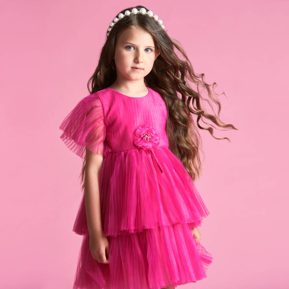Childrensalon Occasions-Girls Pink Pleated Dress | Childrensalon