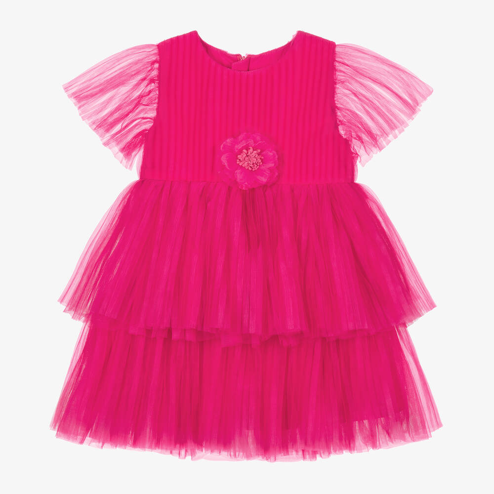 Childrensalon Occasions - Girls Pink Pleated Dress | Childrensalon