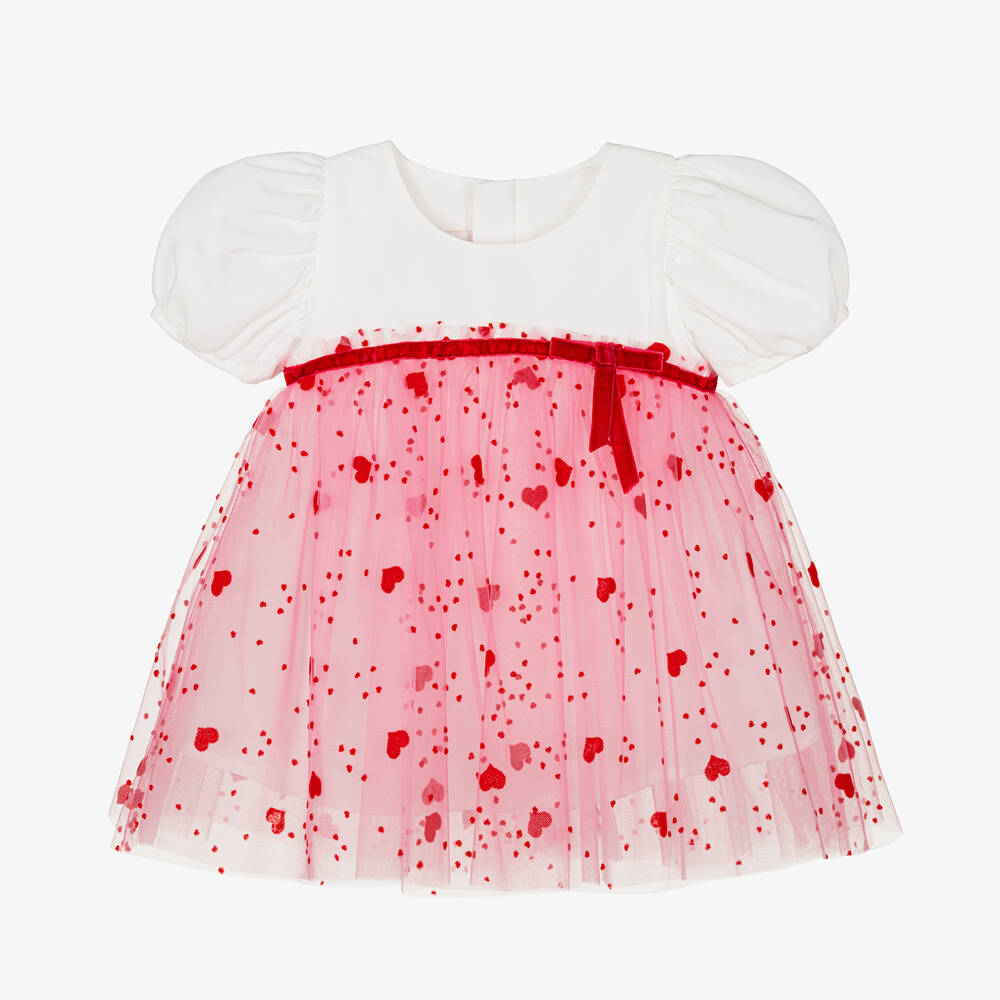 Childrensalon Occasions - Girls Pink Satin & Tulle Heart Dress  | Childrensalon