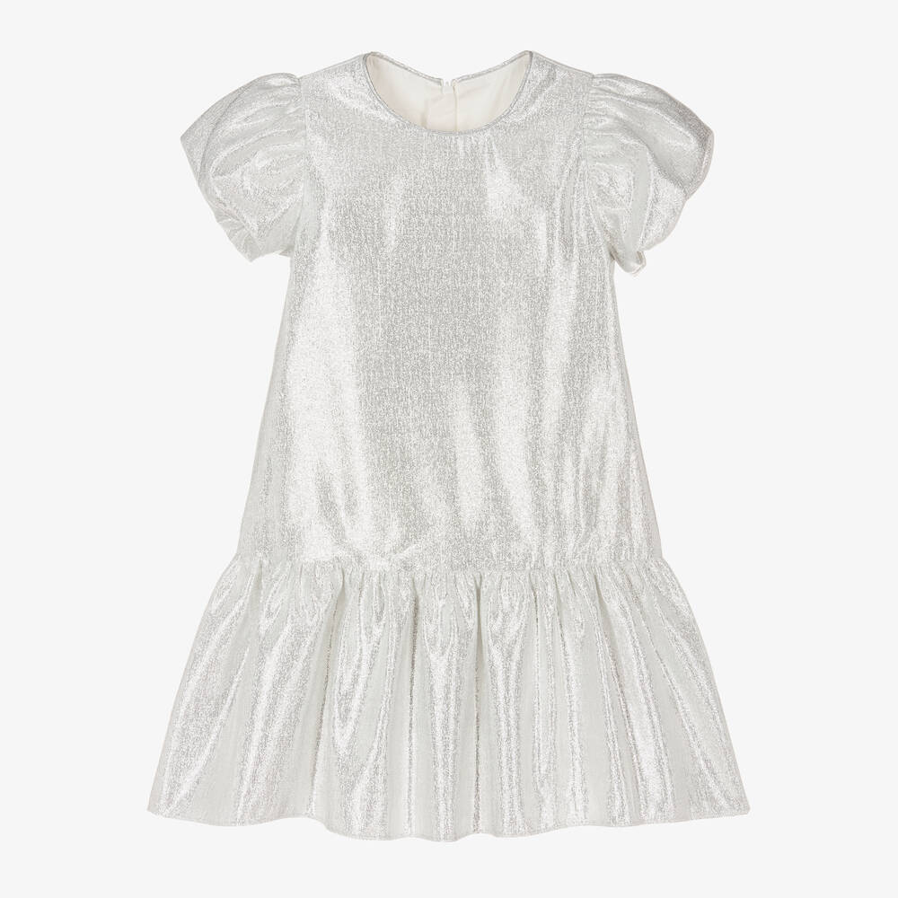 Childrensalon Occasions - Girls Shiny Silver Dress | Childrensalon