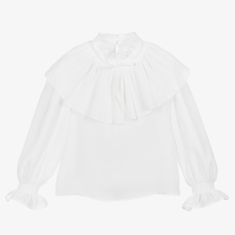 Childrensalon Occasions - Белая блузка из крепа для девочек | Childrensalon