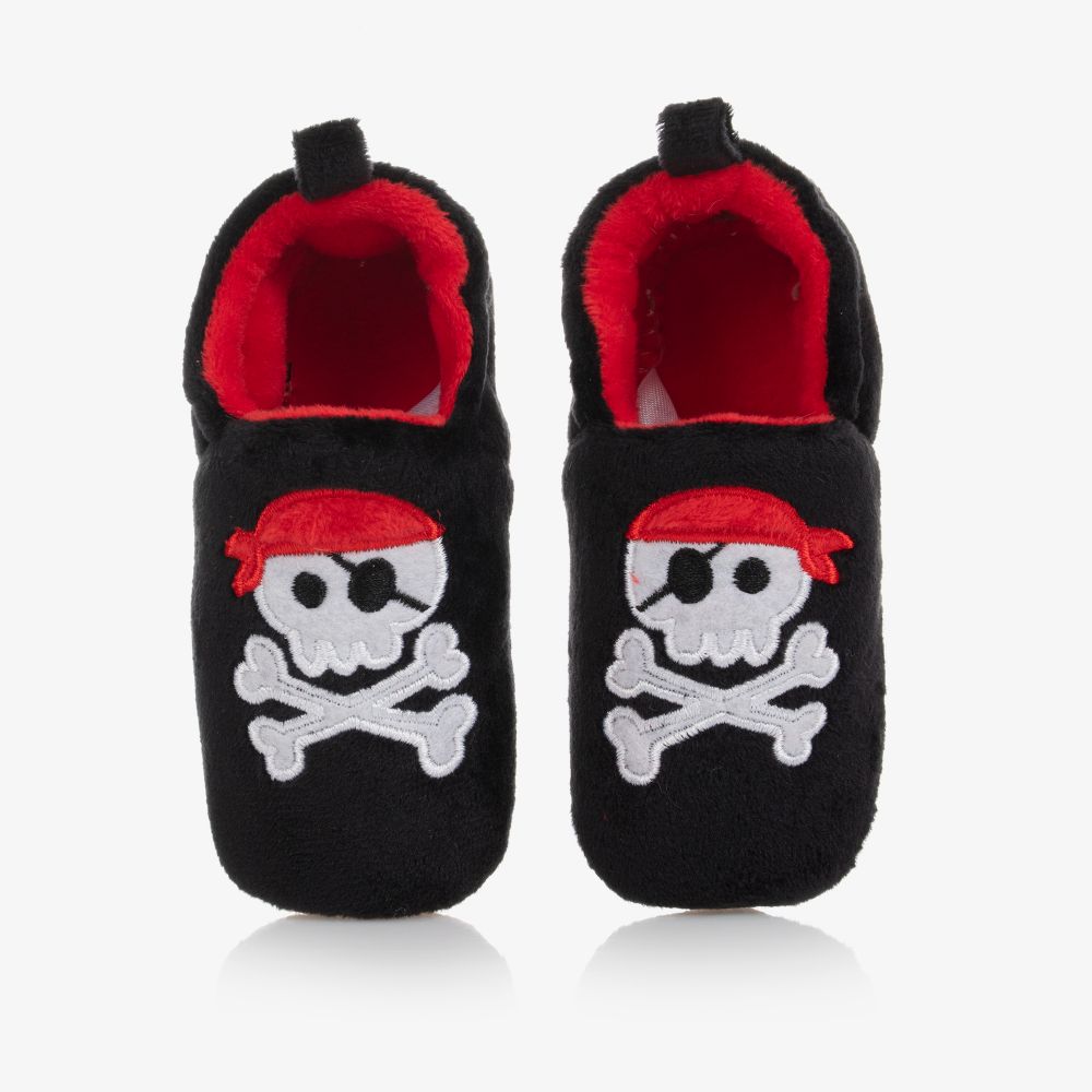 Chipmunks - Черные тапочки с пиратским флагом для малышей | Childrensalon