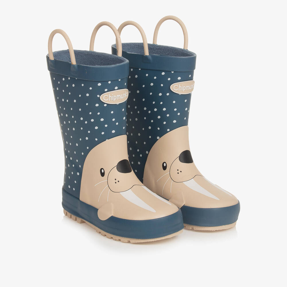 Chipmunks -  بوت واقي من المطر بطبعة فقمة لون أزرق | Childrensalon