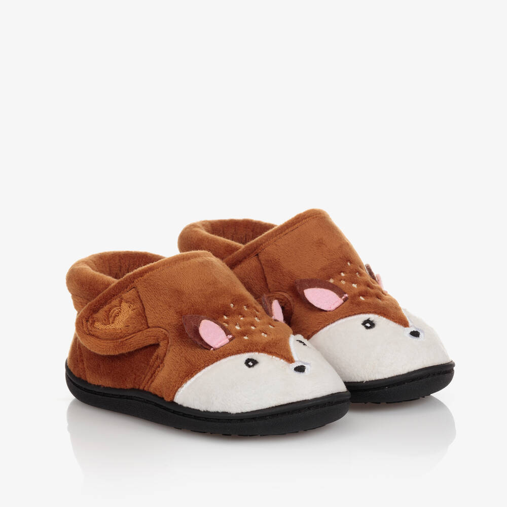 Chipmunks - Girls Brown Reindeer Slippers | Childrensalon