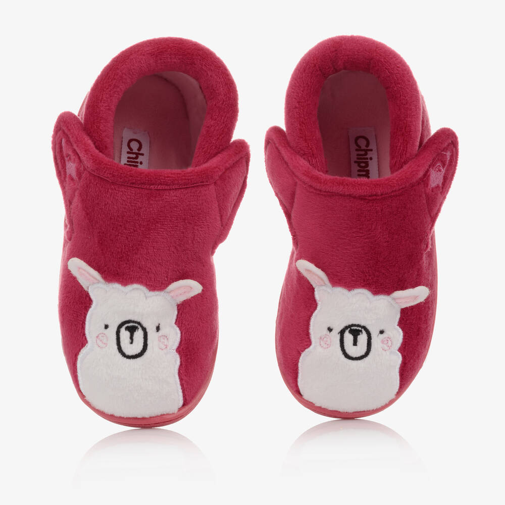 Chipmunks - Girls Pink Plush Llama Slippers | Childrensalon