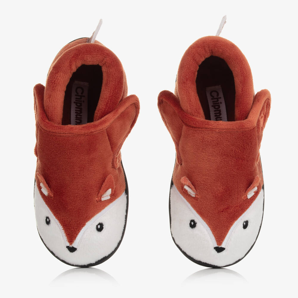 Chipmunks - Orange Fuchs-Hausschuhe mit Klettverschluss | Childrensalon