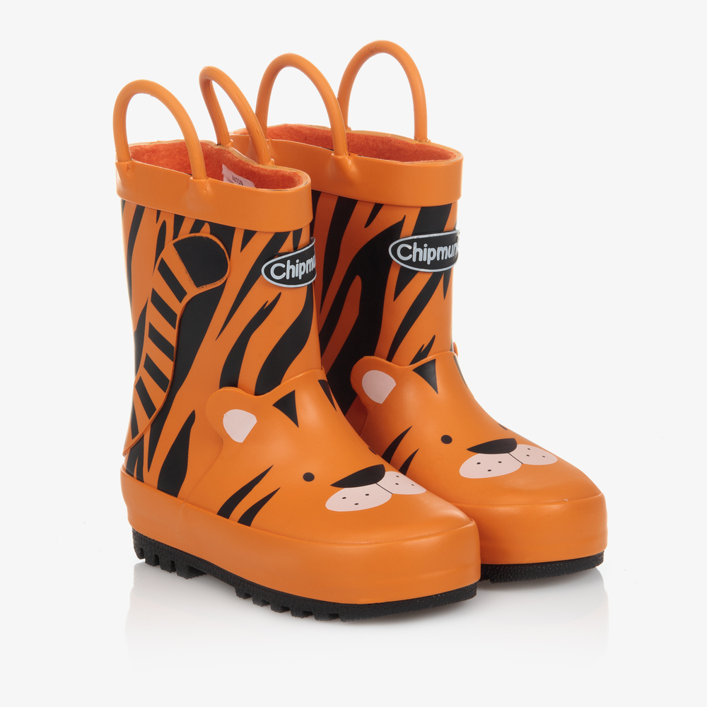 Chipmunks - Orange Tiger Rain Boots | Childrensalon