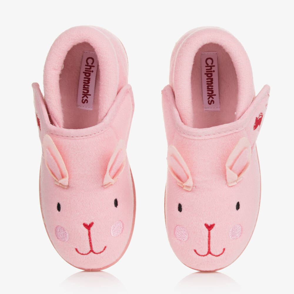 Chipmunks - Pink Bunny Velcro Slippers | Childrensalon
