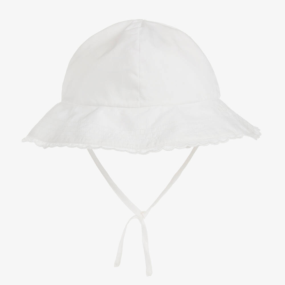 Chloé Baby Girls Ivory Cotton Sun Hat