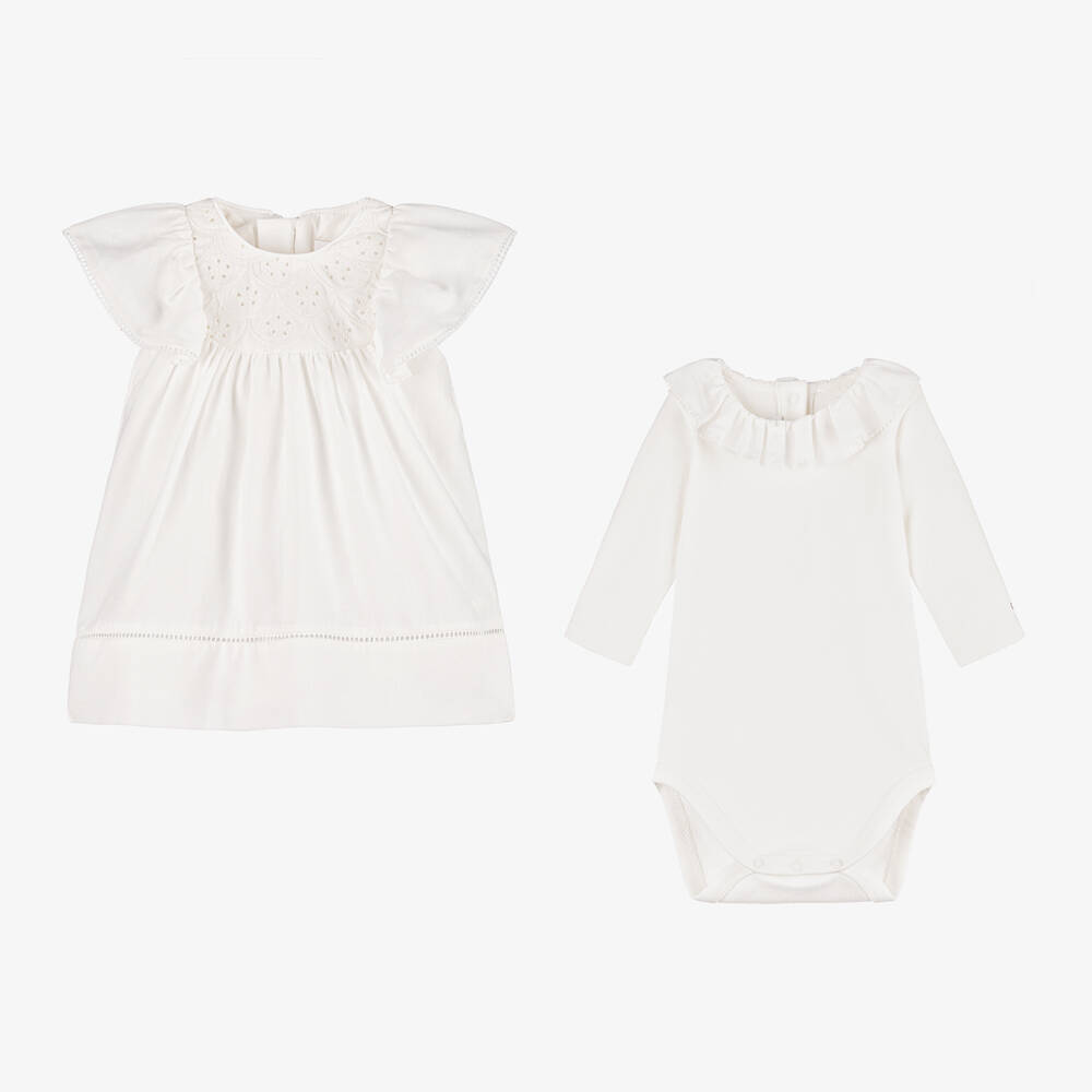 Chloé - Baby Girls Ivory Organic Cotton Dress Gift Set | Childrensalon