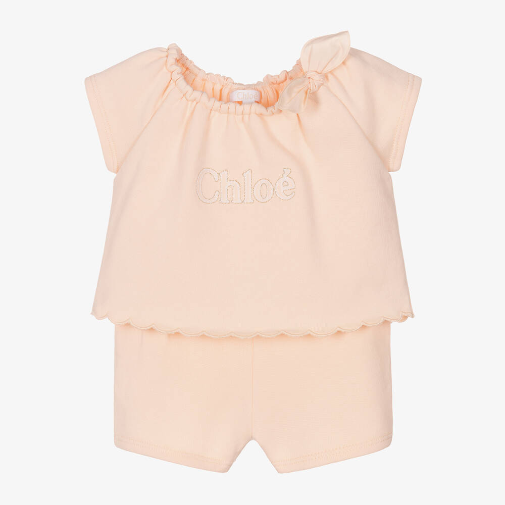 Chloé - Baby Girls Pink Cotton Shortie | Childrensalon