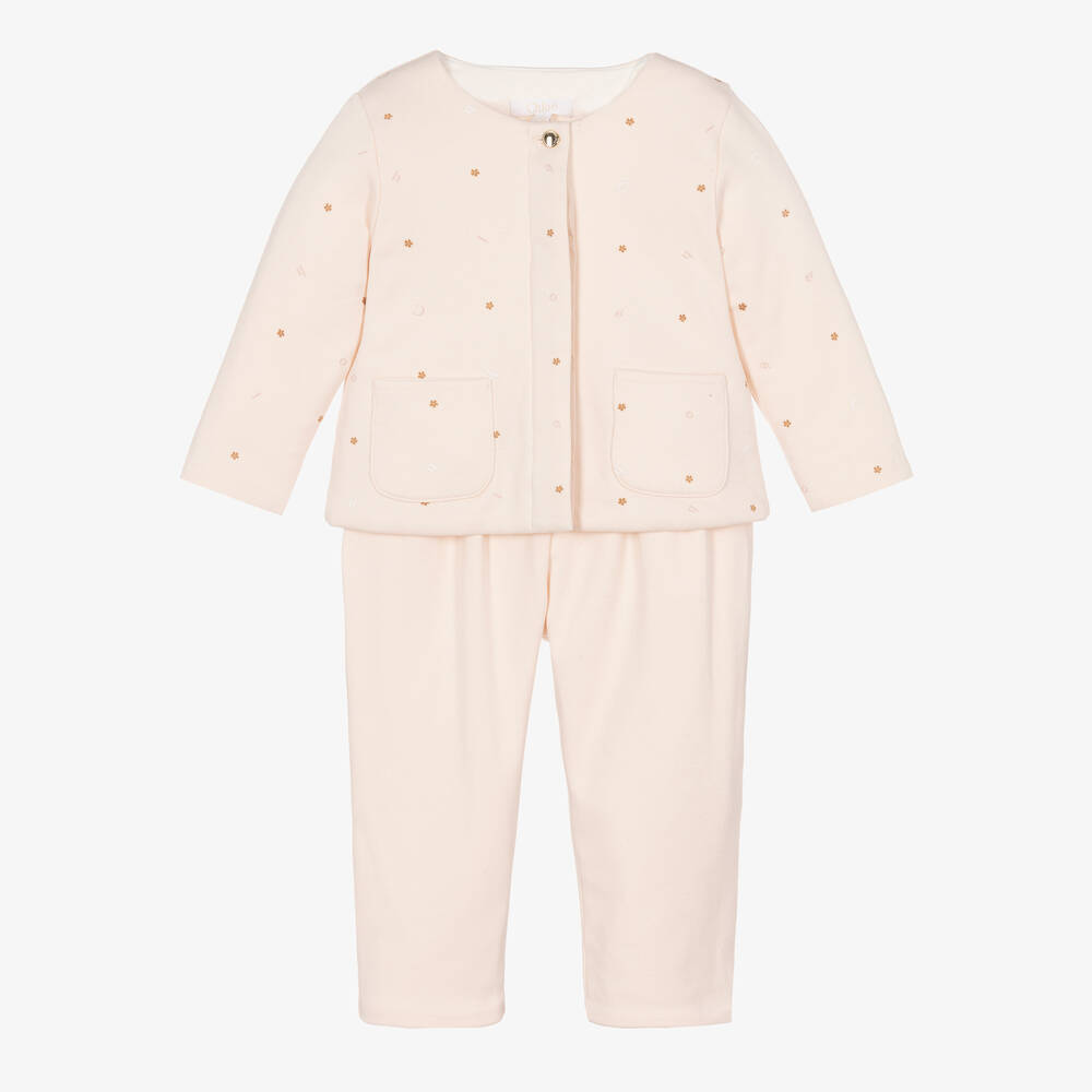 CHLOÉ BABY GIRLS PINK FLORAL TROUSERS SET