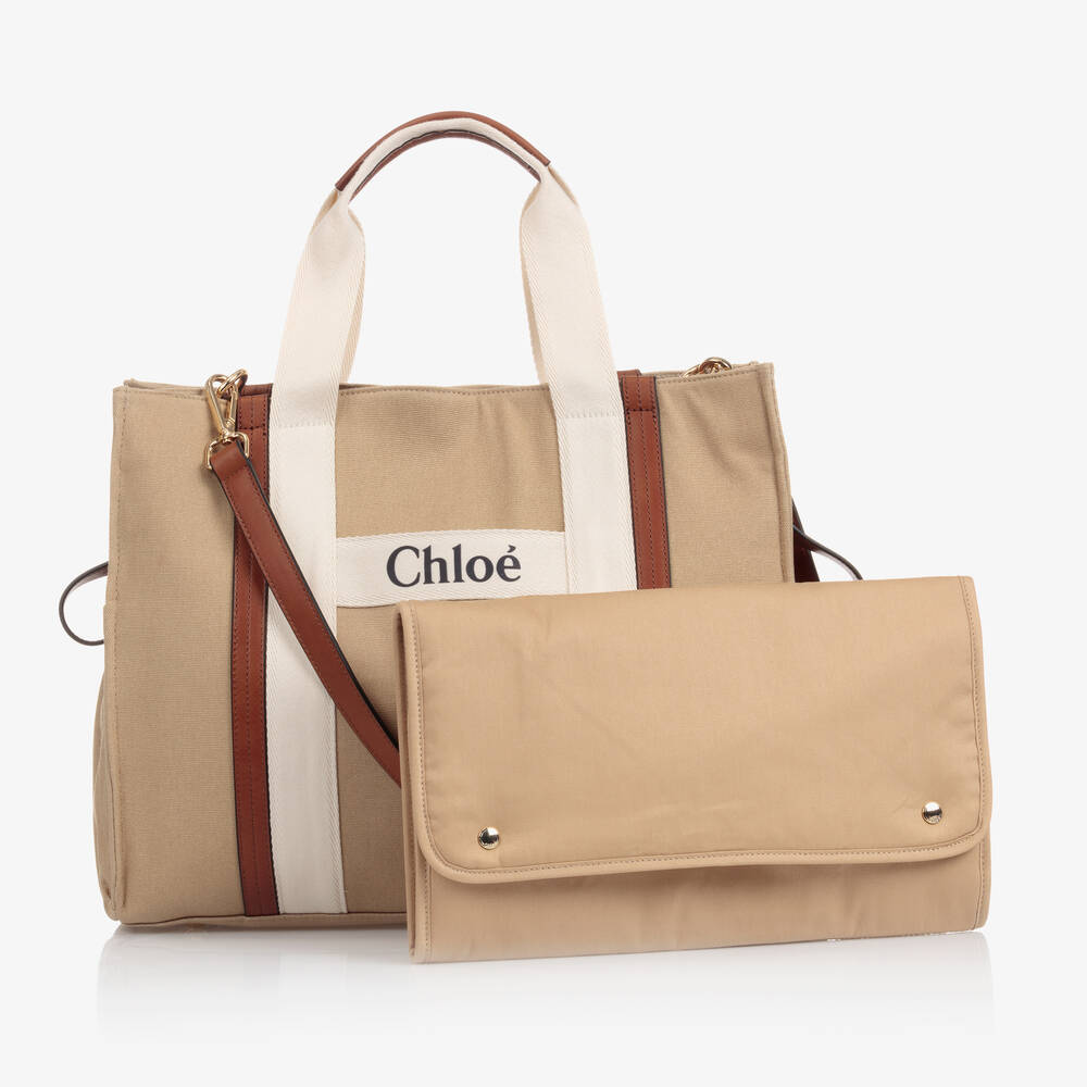 Chloé - Beige Logo Changing Bag (40cm) | Childrensalon