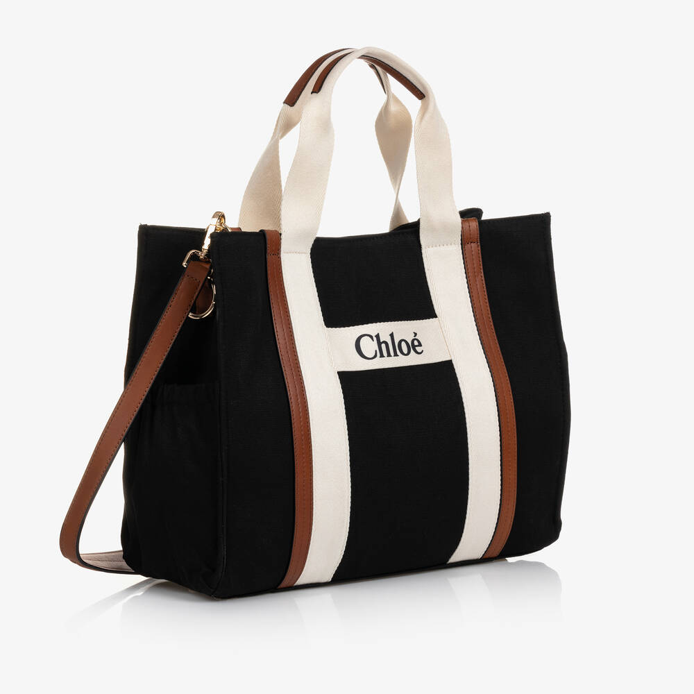 Chloé - Black Organic Cotton Changing Bag (39cm) | Childrensalon