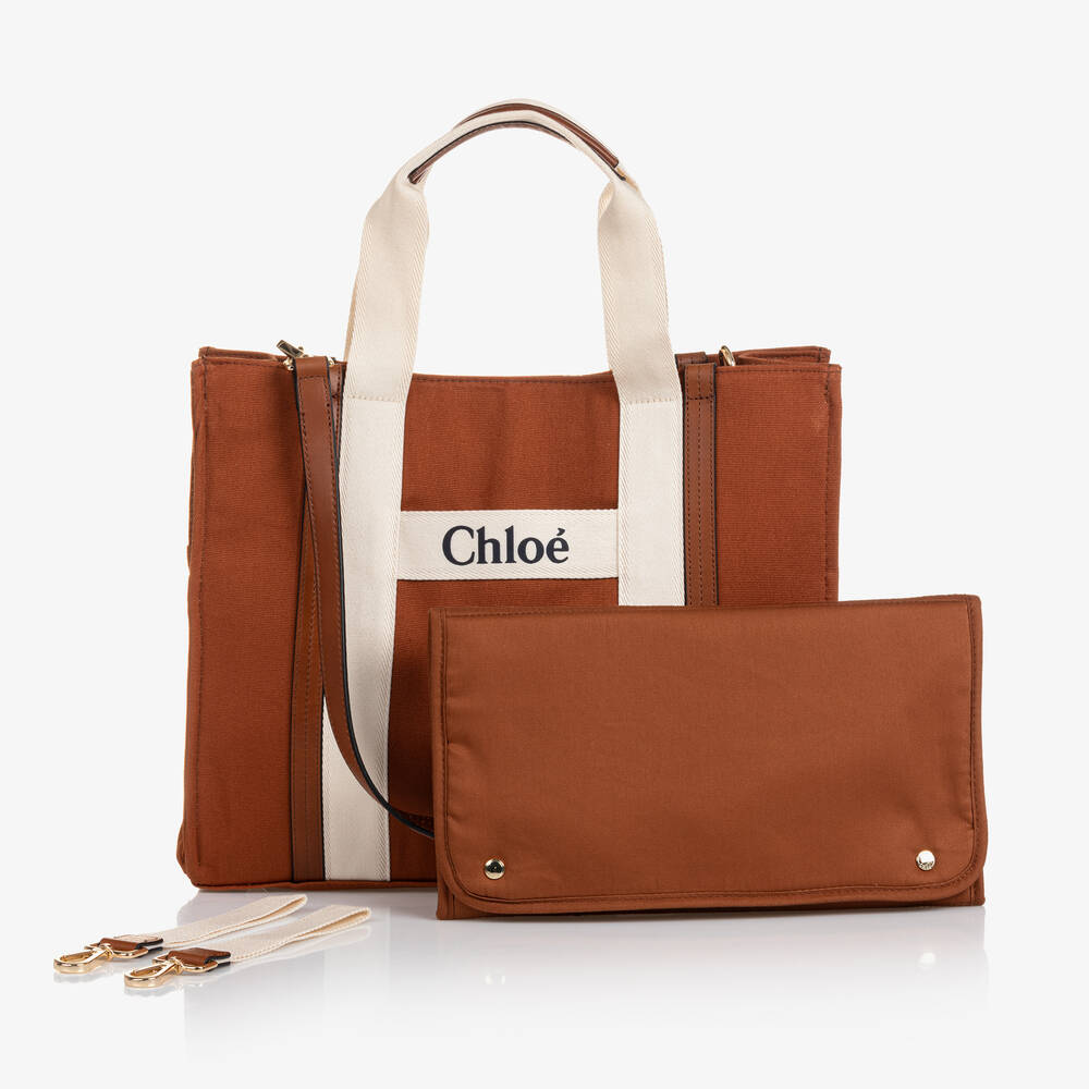 Chloé - Brown Organic Cotton Changing Bag (39cm) | Childrensalon