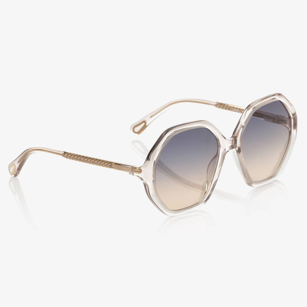 Chloé - Girls Beige Hexagonal Sunglasses | Childrensalon