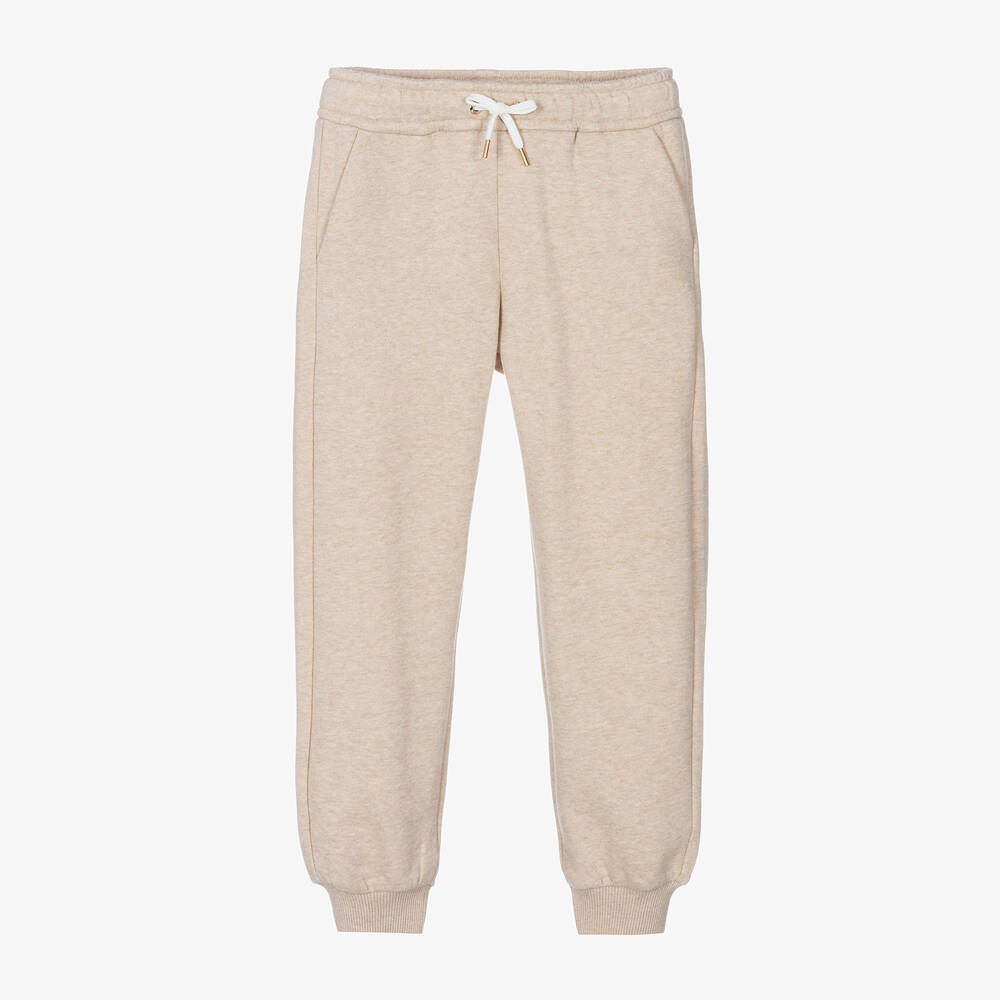 Chloé - Girls Beige Organic Cotton Joggers | Childrensalon