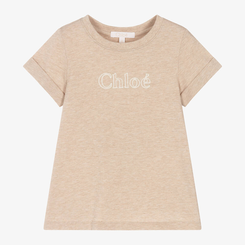 Chloé - تيشيرت قطن عضوي لون بيج للبنات | Childrensalon