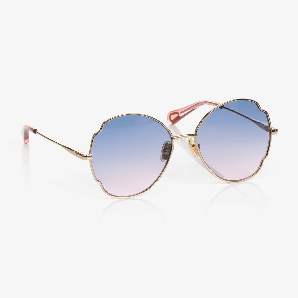 Chloé - Голубые солнцезащитные очки в оправе-бабочке | Childrensalon