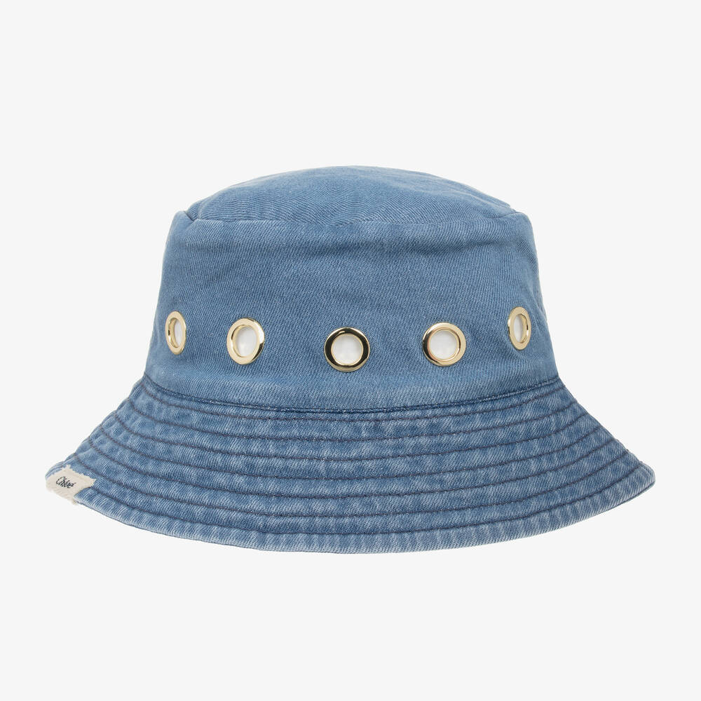 Chloé - قبعة قطن دنيم لون أزرق فاتح للبنات | Childrensalon